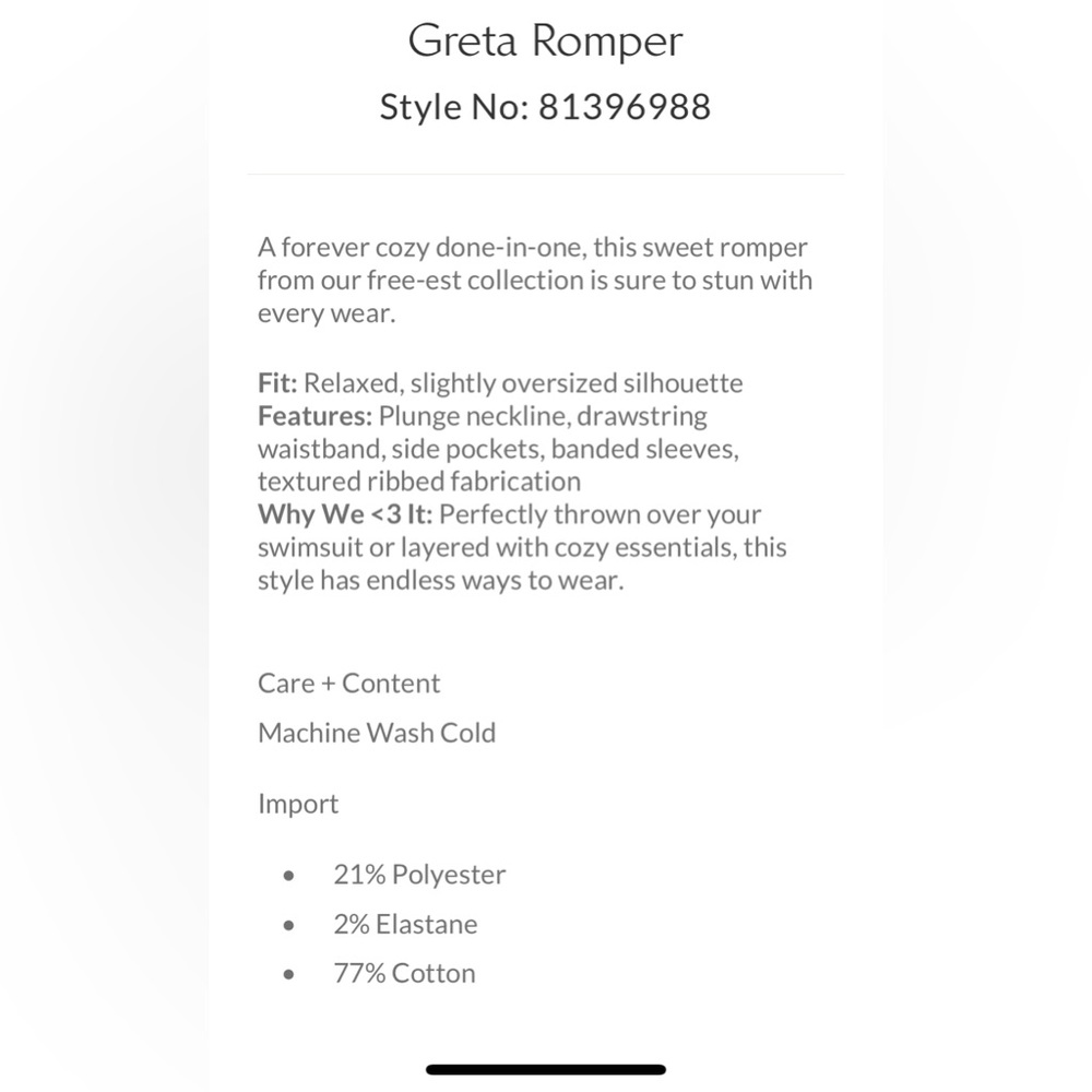 Free People🚢Greta Beach Romper New With Tags💎 - Picture 4 of 6